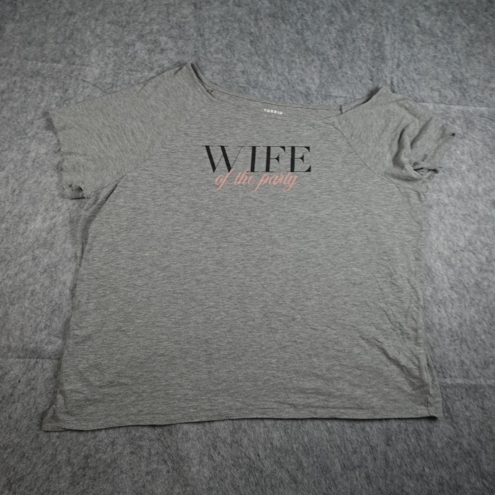 Torrid Top Women 3X Gray Wife Of The Party Short Sleeve Bridal Bachelorette